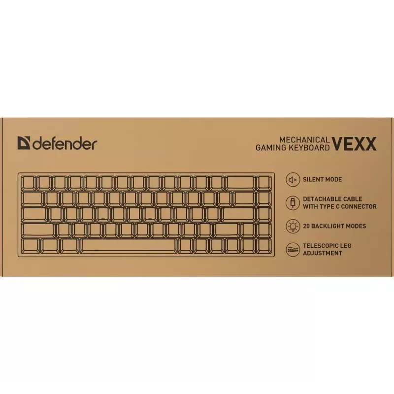 Defender VEXX GK-084 Mechaniczna Klawiatura Gamingowa, Układ 75%, Przełączniki Outemu Red, Biała