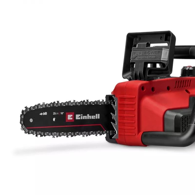 Einhell GE-LC 18/25 Li BL-Solo Akumulatorowa Piła Łańcuchowa, Silnik Bezszczotkowy, Prowadnica 250 mm, Miękki Uchwyt, Power X-Change (4600070)
