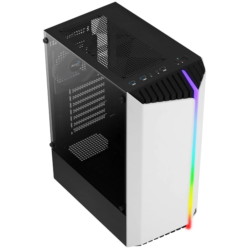 Aerocool Bionic V1 Midi-Tower, RGB, Tempered Glass - Black/White
