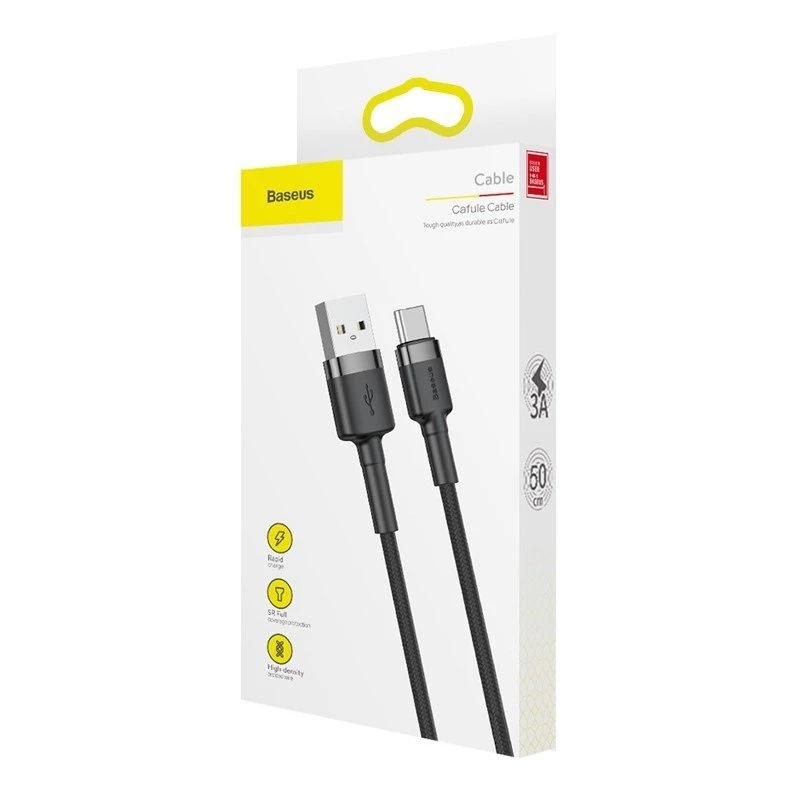 Baseus Cafule USB-A do USB-C Kabel 0.5m Szary+Czarny