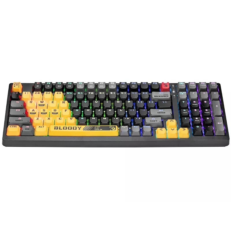 Klawiatura mechaniczna A4Tech Bloody S98 Sports Lime, przełączniki BLMS Red Plus, 98 klawiszy, kompaktowa, podświetlenie RGB, odłączany USB-C