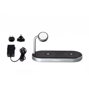 Verbatim 3-in-1 Wireless Charging Station z zasilaczem sieciowym - Czarny