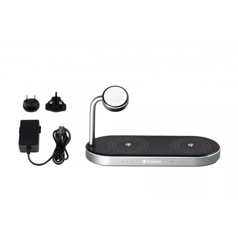 Verbatim 3-in-1 Wireless Charging Station z zasilaczem sieciowym - Czarny