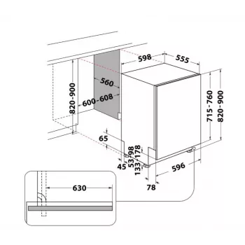 Whirlpool W7IHT40T Zmywarka do zabudowy, 14 kompletów, Klasa energetyczna C, 40 dB, NaturalDry
