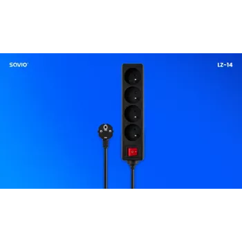 SAVIO LZ-14 Listwa zasilająca 4 gniazda z 2 portami USB, kabel 1,5 m, biała