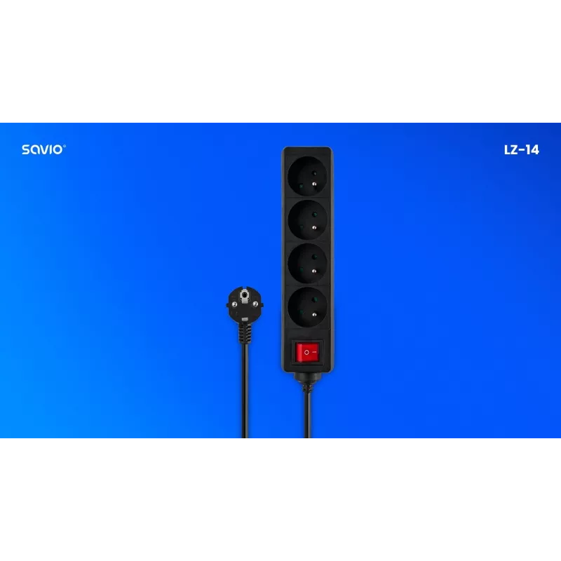 SAVIO LZ-14 Listwa zasilająca 4 gniazda z 2 portami USB, kabel 1,5 m, biała