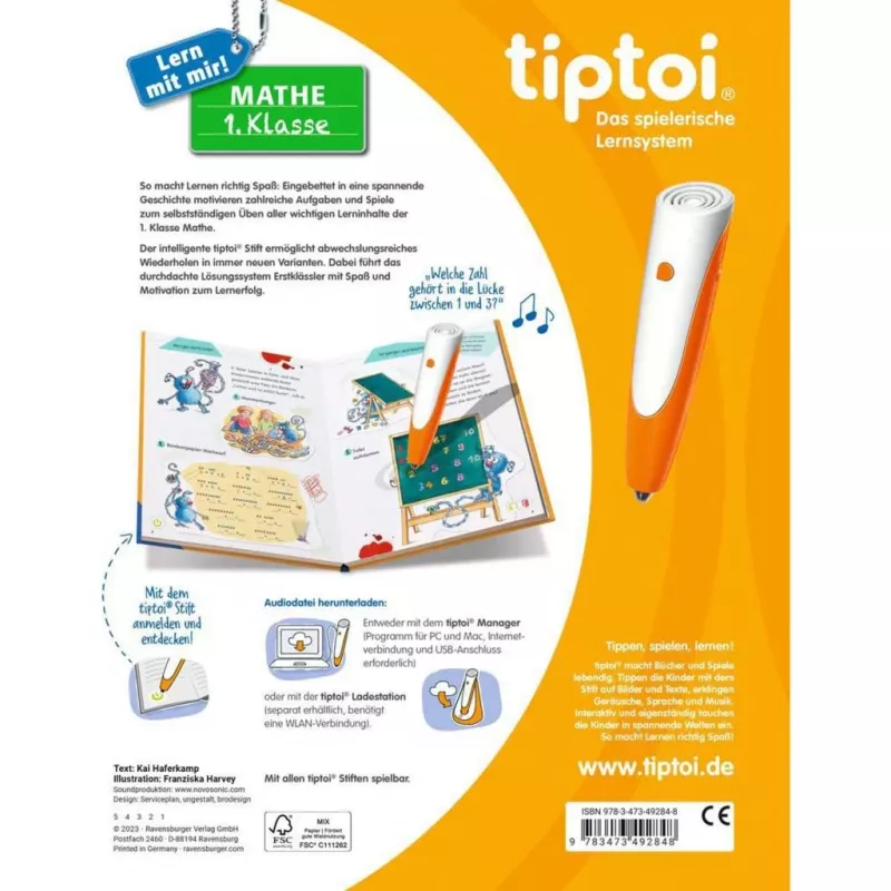 RAVENSBURGER tiptoi Lern mit mir! Mathe 1. Klasse Interaktywna Książka Edukacyjna