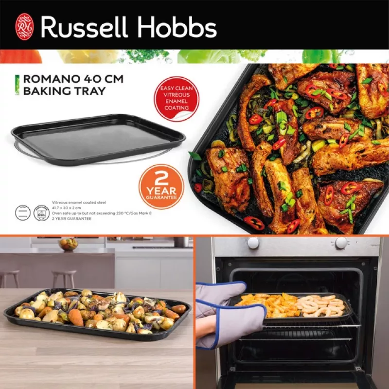 Russell Hobbs CW114411EU7 Blacha do pieczenia 40 cm - Stal węglowa, nieprzywierająca, nadaje się do mycia w zmywarce
