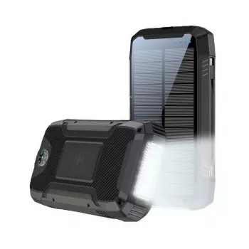 PowerNeed S20000Q 20000mAh Outdoor Solar Power Bank z ładowaniem bezprzewodowym, QC3.0 i PD 20W, czarny