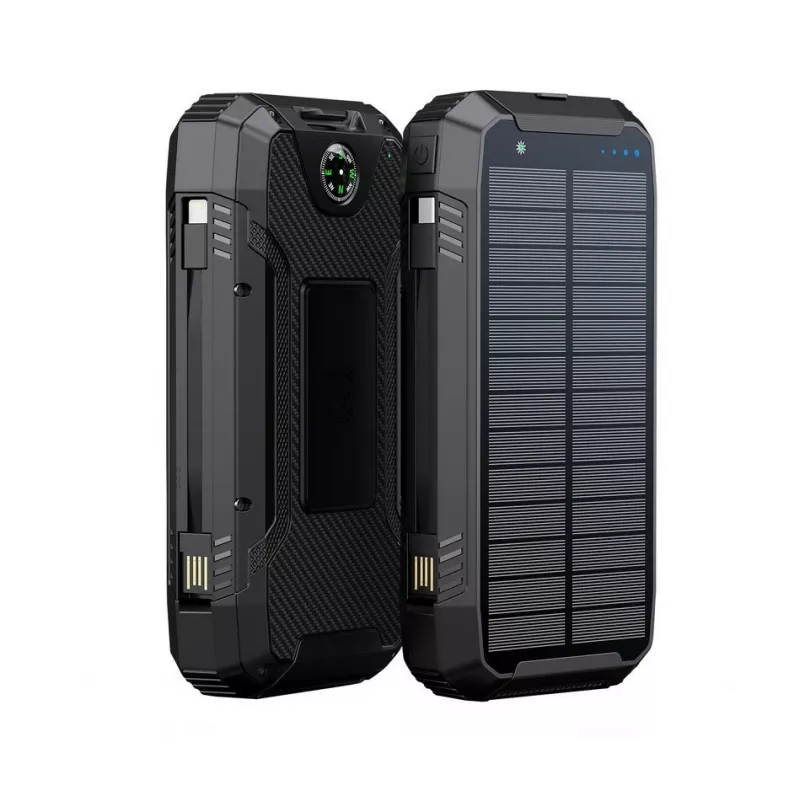 PowerNeed S20000Q 20000mAh Outdoor Solar Power Bank z ładowaniem bezprzewodowym, QC3.0 i PD 20W, czarny