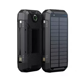 PowerNeed S20000Q 20000mAh Outdoor Solar Power Bank z ładowaniem bezprzewodowym, QC3.0 i PD 20W, czarny