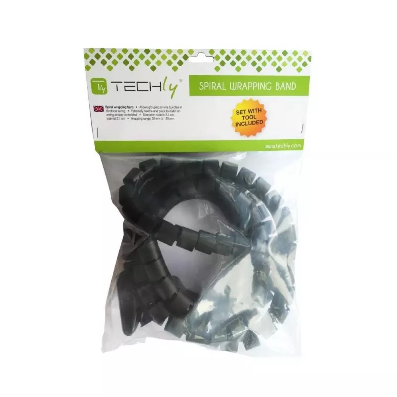 TECHLY Elastyczna Osłona na Kable 2,5m Średnica 25mm Czarna