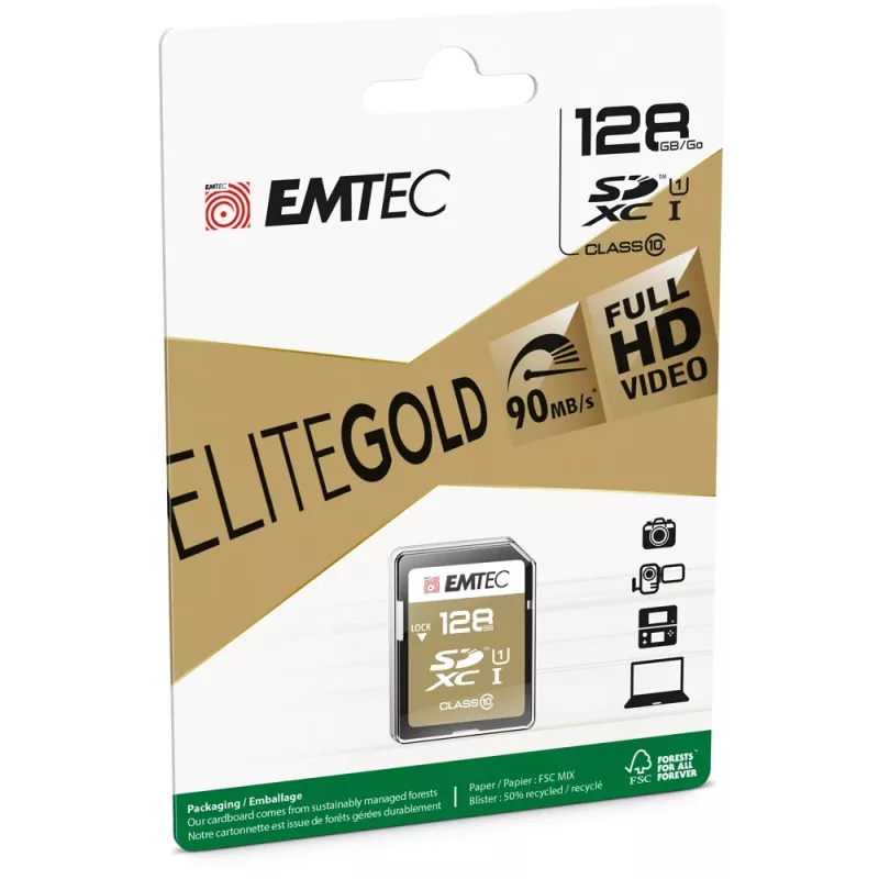 Karta pamięci Emtec SDXC 128GB Class10 Gold+ UHS-I U1