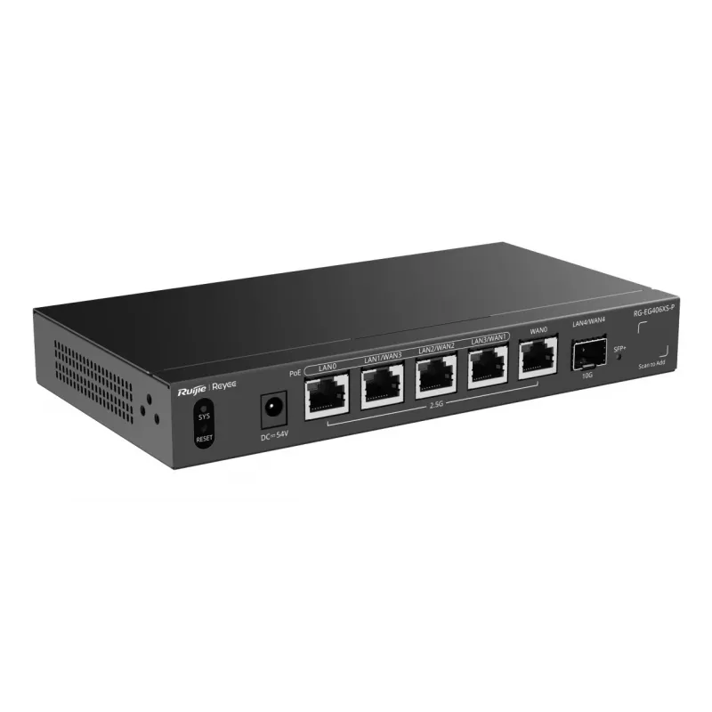 Ruijie Reyee RG-EG406XS-P Multi-WAN Cloud Gateway Router, 6x 2.5GE RJ45, 1x 10GE SFP+, 4 PoE, VPN, Rackmount