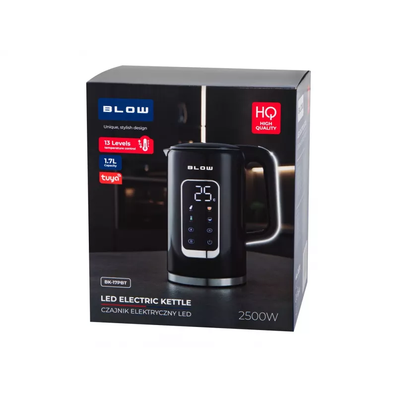 BLOW BK-17PBT Smart Wi-Fi Czajnik Elektryczny z Wyświetlaczem Cyfrowym, 2500W, 1.7L, Czarny