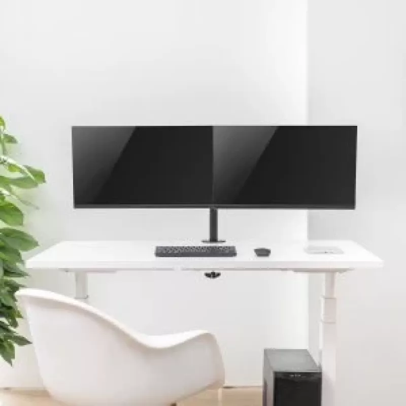 Uchwyt biurkowy Maclean MC-884 do jednego monitora 17-32 inch, czarny, sprężyna gazowa, USB 3.0