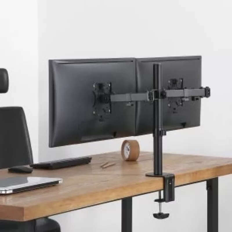 Uchwyt biurkowy Maclean MC-884 do jednego monitora 17-32 inch, czarny, sprężyna gazowa, USB 3.0