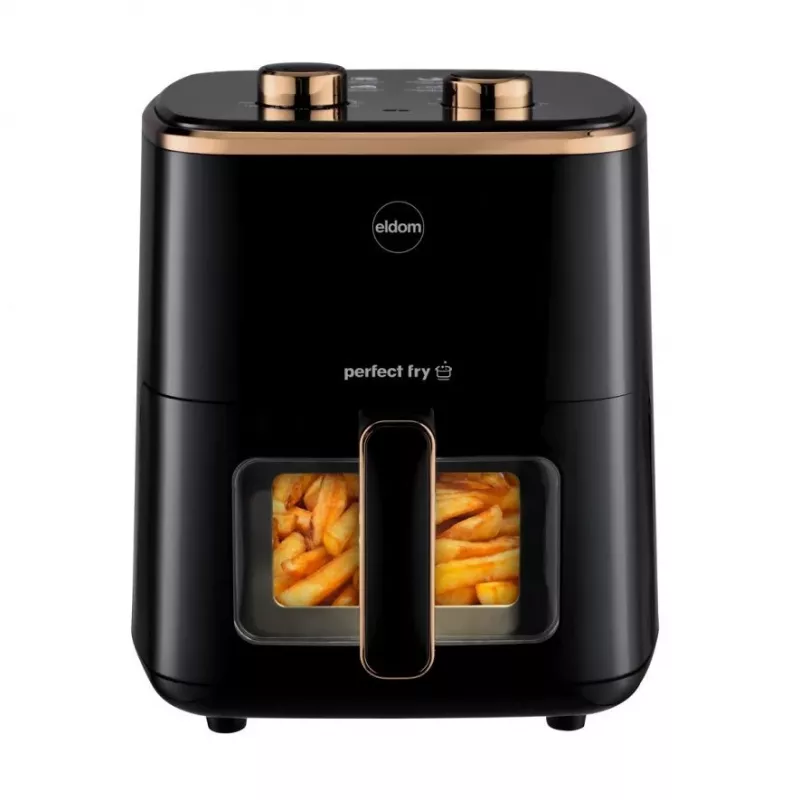 ELDOM FRITTA Frytkownica beztłuszczowa 5.0 L Regulacja temp. Timer 1500 W Pojedyncza 5 L Wolnostojąca Frytkownica na gorące powietrze Czarna