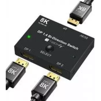 TECHLY IDATA-DP-2DP-8KT Dwukierunkowy przełącznik DisplayPort 1.4 8K 2-wejścia-1-wyjście / 1-wejście-2-wyjścia