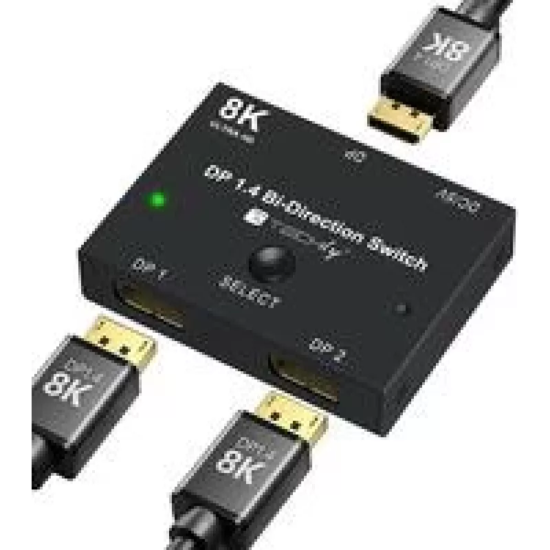 TECHLY IDATA-DP-2DP-8KT Dwukierunkowy przełącznik DisplayPort 1.4 8K 2-wejścia-1-wyjście / 1-wejście-2-wyjścia