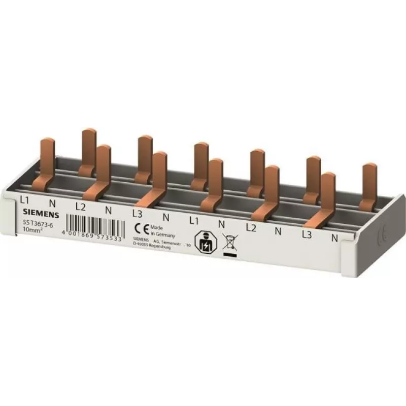 Siemens 5ST3673-6 Compact Pin Busbar 10 mm² 6 TE 1-Pole Grey