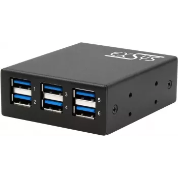 Exsys USB 3.2 Gen 1 Hub z ochroną ESD 15kV, montaż na szynę DIN, 6-portowy (EX-11246HMS)