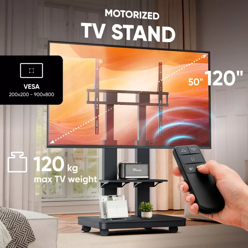 ONKRON TS2811E-B Mobilny stojak TV dla ekranów 50-120 cali, czarny