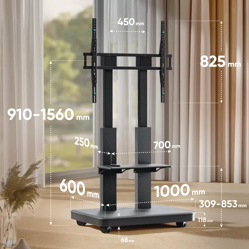 ONKRON TS2811E-B Mobilny stojak TV dla ekranów 50-120 cali, czarny
