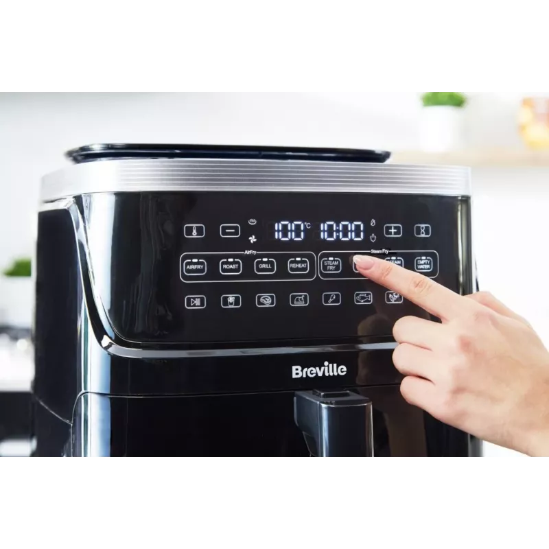 Breville VDF133X Olejowo-parowa frytkownica beztłuszczowa, 7L, 1700W, czarny/srebrny