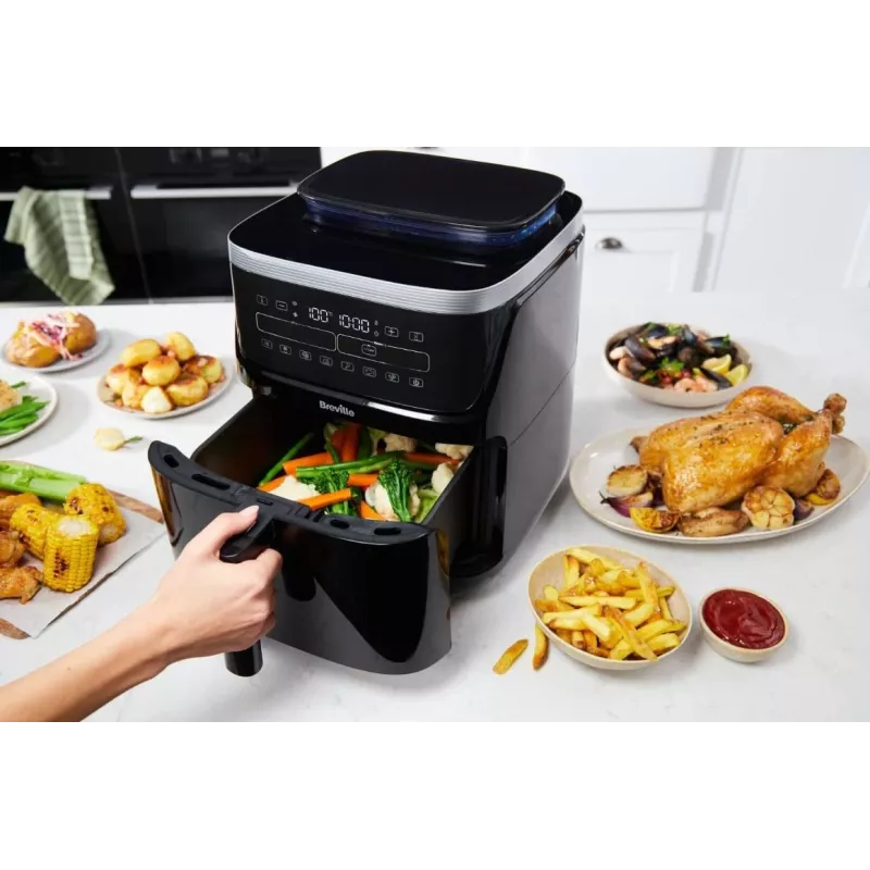 Breville VDF133X Olejowo-parowa frytkownica beztłuszczowa, 7L, 1700W, czarny/srebrny