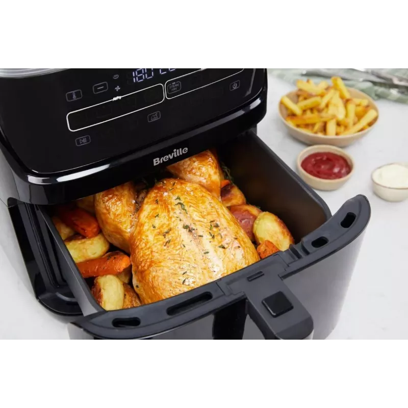 Breville VDF133X Olejowo-parowa frytkownica beztłuszczowa, 7L, 1700W, czarny/srebrny
