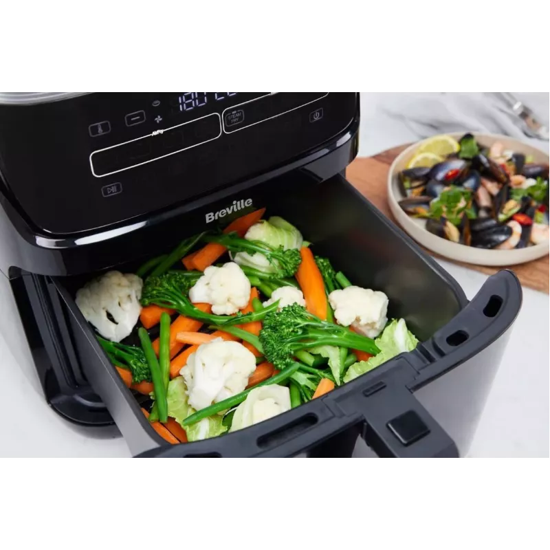Breville VDF133X Olejowo-parowa frytkownica beztłuszczowa, 7L, 1700W, czarny/srebrny