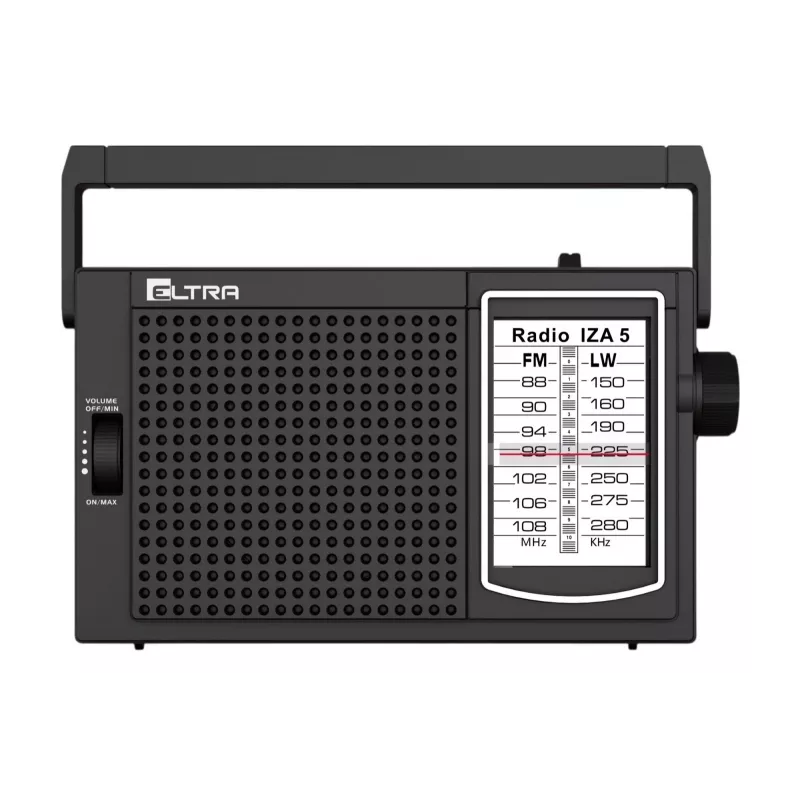 ELTRA Radio IZA-5 Czarny Przenośne Radio FM z Pasami AM LW, AUX-in, Zasilanie Bateryjne/Sieciowe