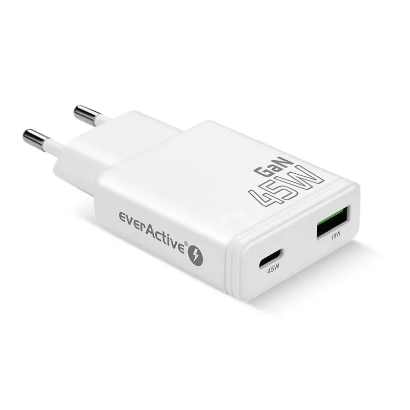EVERACTIVE GaN QC3.0 45W USB-C Ładowarka ścienna SC-460Q Biała