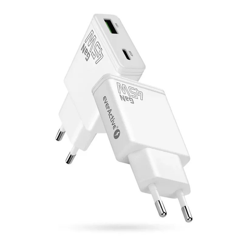 EVERACTIVE GaN QC3.0 45W USB-C Ładowarka ścienna SC-460Q Biała