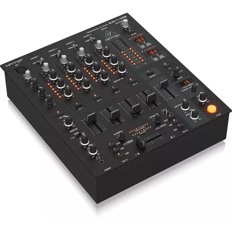 Behringer DJX900USB Profesjonalny 5-kanałowy mikser DJ-ski z bezstykowym krzyżówką VCA INFINIUM, zaawansowanymi efektami cyfrowymi i interfejsem USB/audio
