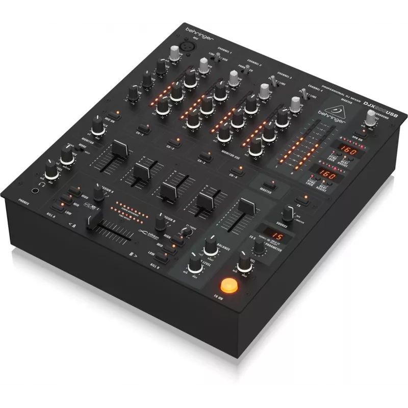 Behringer DJX900USB Profesjonalny 5-kanałowy mikser DJ-ski z bezstykowym krzyżówką VCA INFINIUM, zaawansowanymi efektami cyfrowymi i interfejsem USB/audio