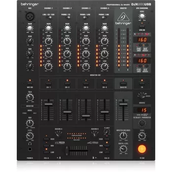 Behringer DJX900USB Profesjonalny 5-kanałowy mikser DJ-ski z bezstykowym krzyżówką VCA INFINIUM, zaawansowanymi efektami cyfrowymi i interfejsem USB/audio