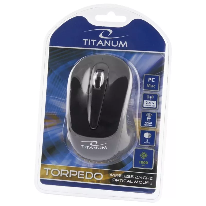 ESPERANZA Titanum TM104K Bezprzewodowa Mysz Optyczna 1000 DPI, 2.4 GHz, 3 Przyciski, Czarny