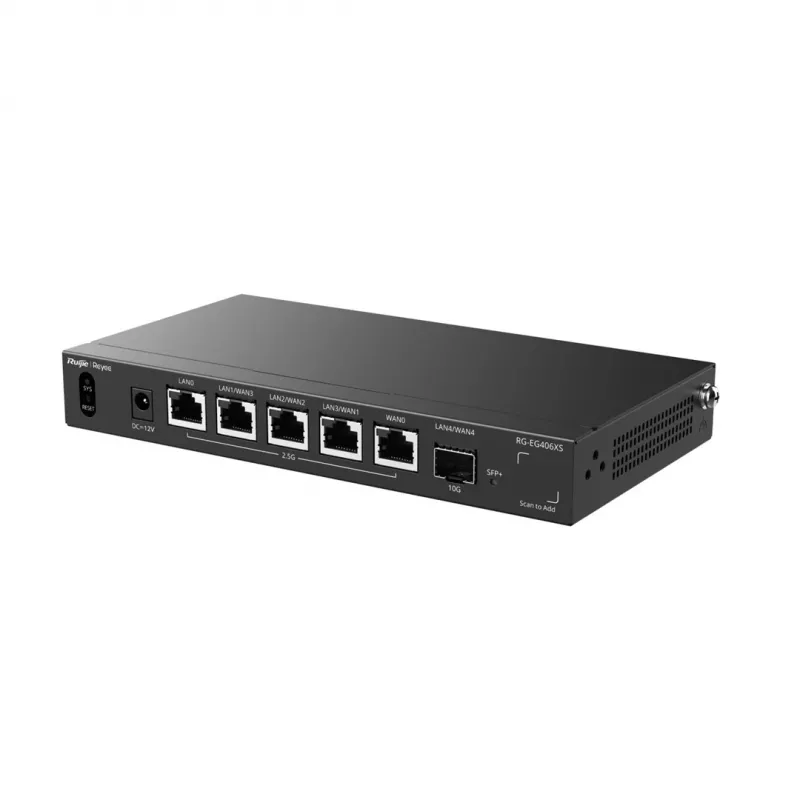 Ruijie Reyee RG-EG406XS Multi-WAN Cloud Gateway, 6 portów, 2.5GE WAN/LAN, 10G SFP+, VPN, zarządzanie w chmurze, montaż w szafie