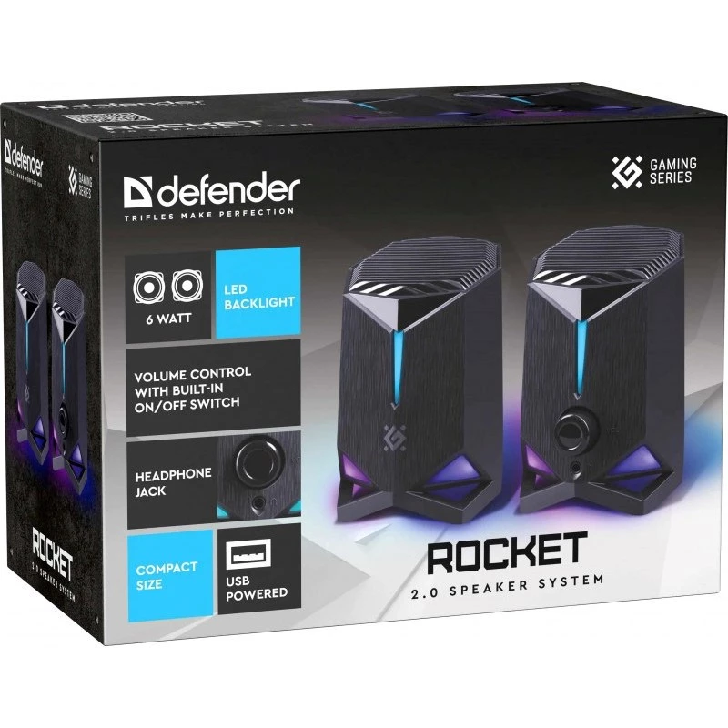 Defender Rocket 2.0 PC Speakers 6W LED USB Black