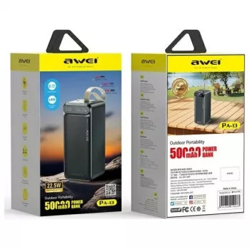 AWEI PA-13 Power Bank 50000mAh 22.5W Czarny