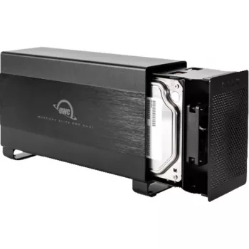 OWC Mercury Elite Pro Dual - Zewnętrzna obudowa RAID - 2-zatokowa - 2,5/3,5 cala - SATA I/II/III - USB 3.1 Gen 1 i eSATA - Aluminium - Czarny