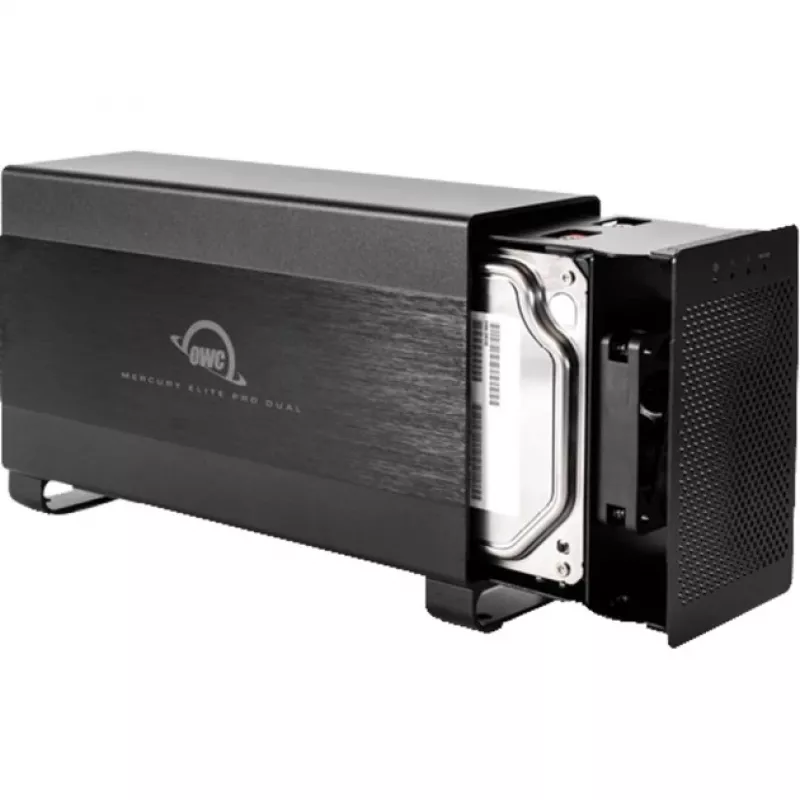 OWC Mercury Elite Pro Dual - Zewnętrzna obudowa RAID - 2-zatokowa - 2,5/3,5 cala - SATA I/II/III - USB 3.1 Gen 1 i eSATA - Aluminium - Czarny