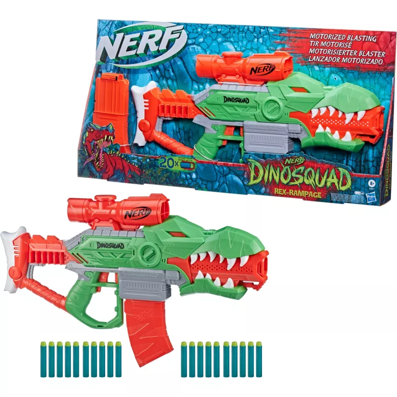 HASBRO Nerf DinoSquad Rex-Rampage Motorized Dart Blaster - Zielony/Pomarańczowy