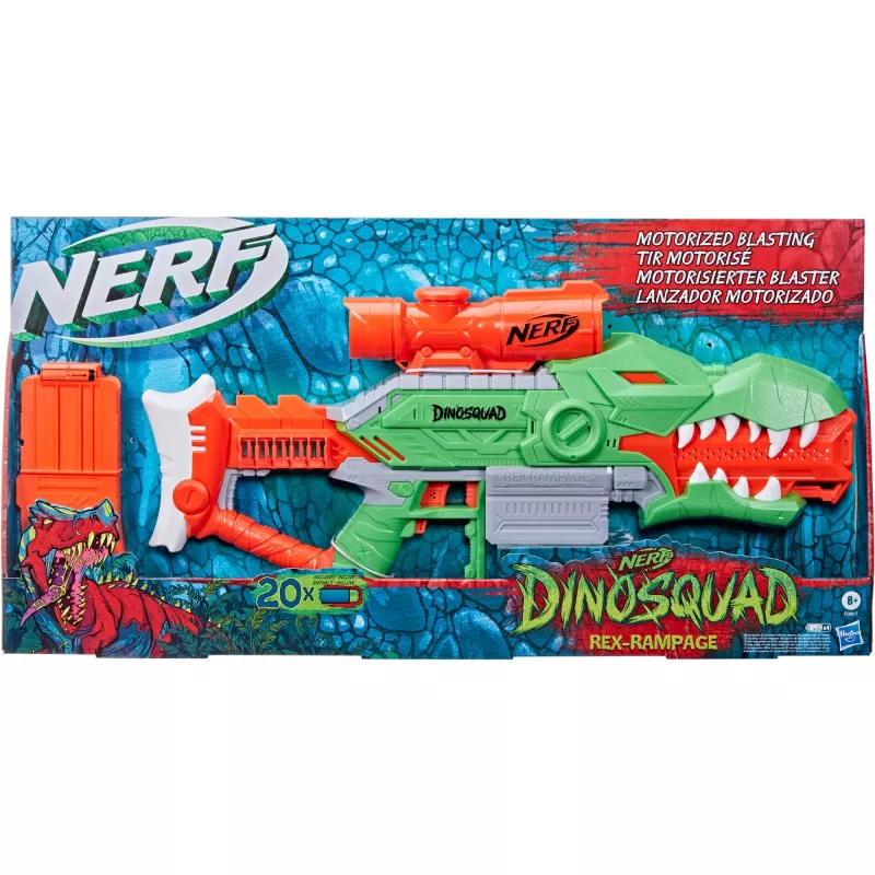 HASBRO Nerf DinoSquad Rex-Rampage Motorized Dart Blaster - Zielony/Pomarańczowy