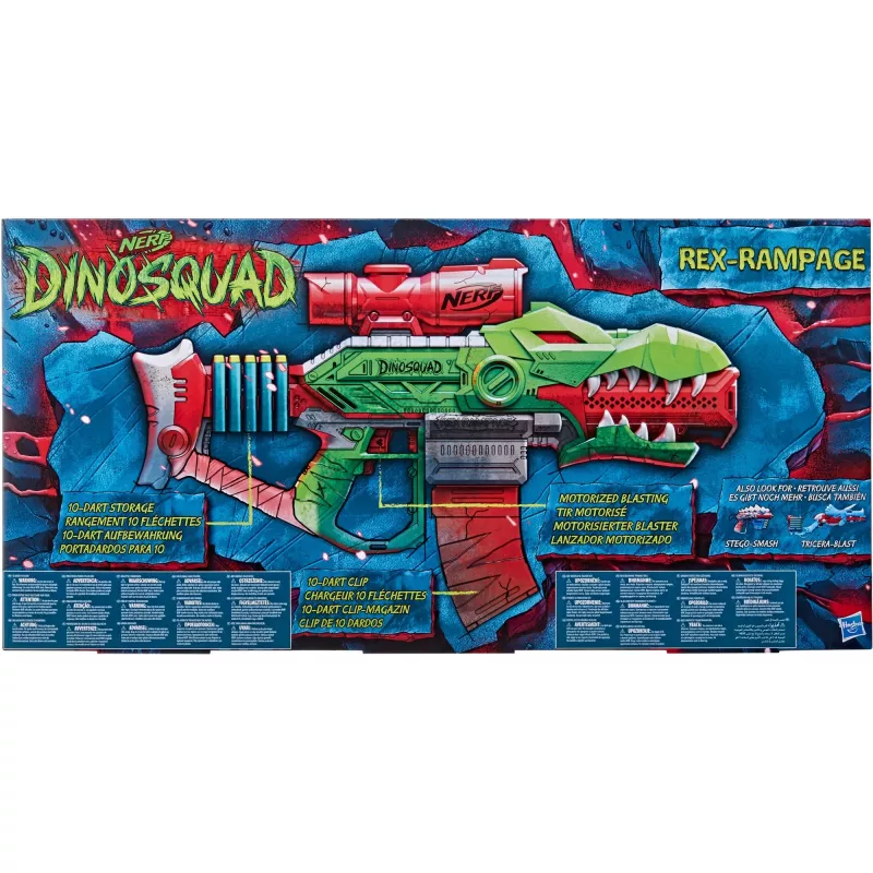 HASBRO Nerf DinoSquad Rex-Rampage Motorized Dart Blaster - Zielony/Pomarańczowy