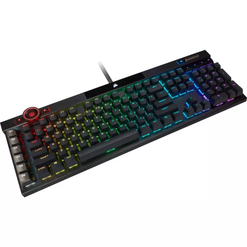 Klawiatura gamingowa Corsair K100 RGB, przełączniki optyczno-mechaniczne CORSAIR OPX, podświetlenie RGB LED, czarna