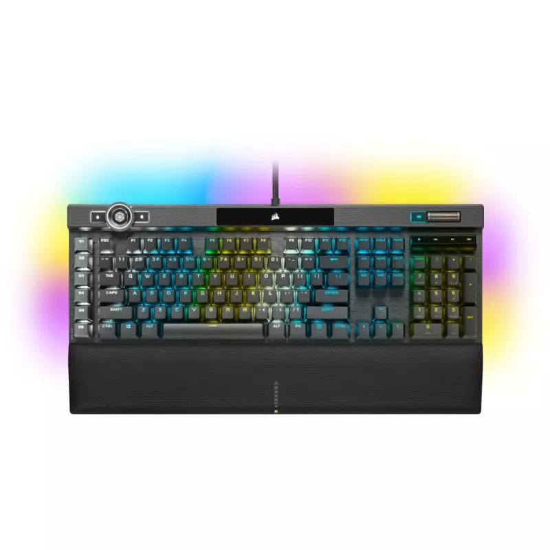Klawiatura gamingowa Corsair K100 RGB, przełączniki optyczno-mechaniczne CORSAIR OPX, podświetlenie RGB LED, czarna