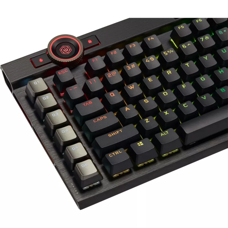 Klawiatura gamingowa Corsair K100 RGB, przełączniki optyczno-mechaniczne CORSAIR OPX, podświetlenie RGB LED, czarna